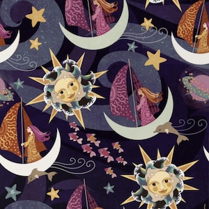 Lovey, Baby Blanket, or Adult Blanket: Elemental Cosmos. Celestial. Sky. Witch. Man in the Moon. Galaxy. Fantasy. Stars. Gothic. Baby Gift.