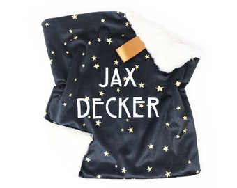 Lovey, Baby Blanket, or Adult Blanket: Hill House on Stars. Personalized. Star Lovey. Name. Minky. Lovie. Night Sky. Celestial. Baby Gift.