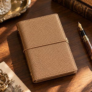 Personalized Refillable Journal, A6 M5 Ring Binder Planner, Crocodile Embossed Leather Look Notebook, Custom Engraved Charm Gift
