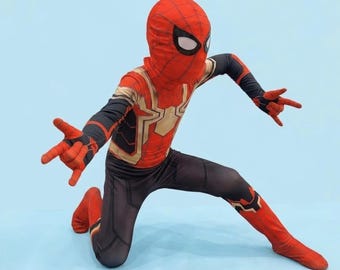Toddler Spider Superhero Costume Red Blue Cosplay Suit with Mask Halloween Gift Kids Birthday