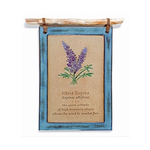 Lupine/Silver Lupine/Handmade/Plaque/Wildflower Tile/Wall Hanging/Tile/wall art/decorative tile/ceramic tile/wildflower/flower/clay tile
