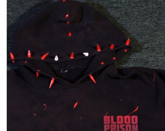 Custom Upcycled Blood Prison Hoodie Size L