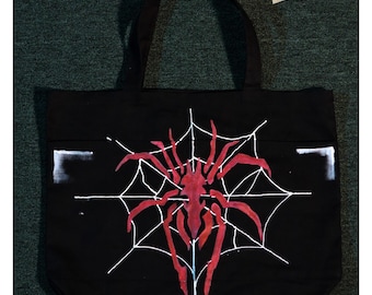 Handsewn 3-Pocket Spider Tote Bag
