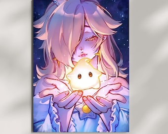 Rosalina Luma Art Print, Dreamy Galaxy Princess Poster, Purple Star Night Bedroom Wall Art