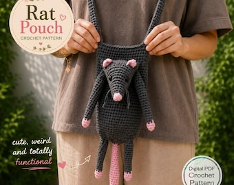 Weird Crochet Pattern, Funny Rat Bag Amigurumi PDF, Quirky Mouse Purse, Oddities Crochet Gift, Unusual Pattern, Instant Download