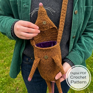 Crochet Rat Pouch Pattern, Amigurumi Rat Bag PDF, Crochet Crossbody Purse, Mouse Crochet Pattern, Rat Lover Gift, Instant Download