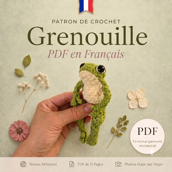 Patron Crochet Grenouille Amigurumi PDF, Grenouille au Crochet, Modèle Amigurumi Débutant, Téléchargement Immédiat, Patron en Français