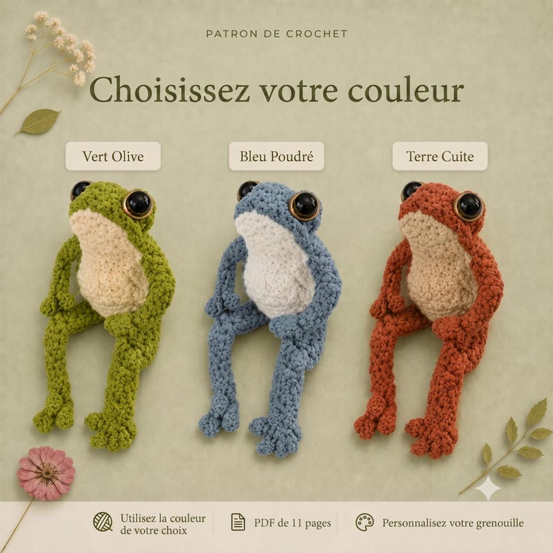 Patron Crochet Grenouille Amigurumi PDF, Grenouille au Crochet, Modèle Amigurumi Débutant, Téléchargement Immédiat, Patron en Français image 6