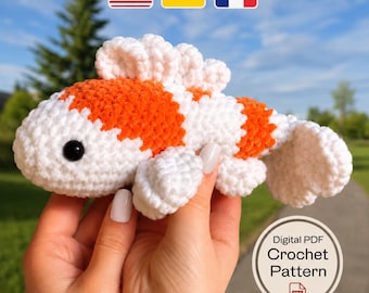 Koi Fish Crochet Pattern PDF, Amigurumi Fish Toy, Beginner Friendly, English German French Instructions, Digital Download