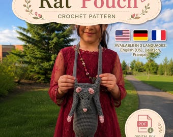 Häkelanleitung Ratten Tasche Deutsch, Amigurumi Ratte PDF, Umhängetasche häkeln, Maus Anleitung, Rattenliebhaber Geschenk, Sofort Download