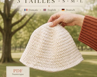 Chapeau au Crochet Patron, Bob Facile PDF, Modèle Débutant, 3 Tailles avec Photos, Chapeau de Soleil, Français Anglais Allemand