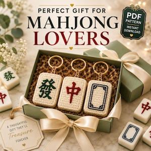 Mahjong Lover Gift | Crochet Dragon Tile Keychain Pattern PDF | Birthday Hostess Gift | Mahjong Player Gift