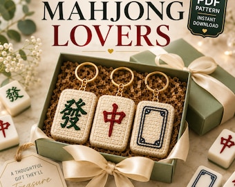 Mahjong Lover Gift | Crochet Dragon Tile Keychain Pattern PDF | Birthday Hostess Gift | Mahjong Player Gift