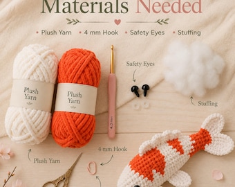 Fish Crochet Pattern PDF, Koi Fish Amigurumi Pattern, Gift for her, Beginner Friendly Digital Download Gift