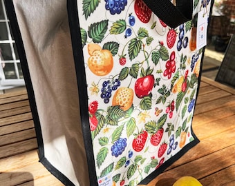 Bolsa de la compra para frutas grande y resistente, hecha a mano y de colores brillantes.