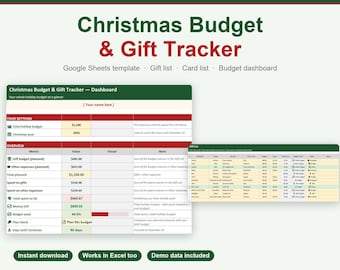 Christmas Budget & Gift Tracker Spreadsheet | Holiday Spending Planner (Google Sheets)