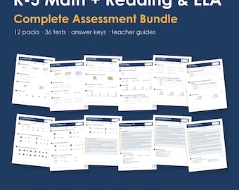 K-5 Math & Reading ELA Assessment Bundle, Common Core Tests (Digital Download)