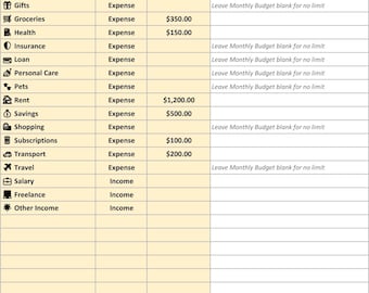 Personal Finance Dashboard Google Sheets | Budget Spreadsheet with Categories & Monthly Summary | Auto-Calculating | Instant Download