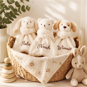 Custom Baby Bunny Lovey Blanket – Personalized Name Security Blanket Plush Toy for Infant Gift