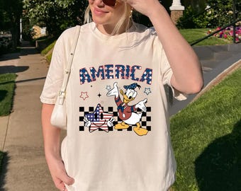 4th of July Donald Duck T Shirt, patriotic USA trip tee