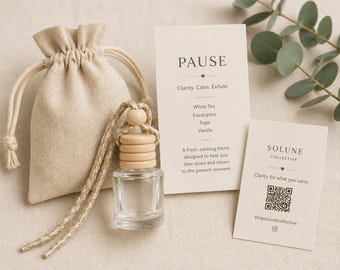 PAUSE Car Diffuser | White Tea, Eucalyptus, Sage & Vanilla | Hanging Car Air Freshener | Wellness Gift