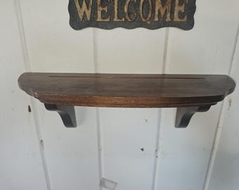 Vintage Small  Wooden Wall Shelf w/ Plate Groove