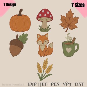 Fall Autumn Machine Embroidery Design, Instant Digital Download PES DST