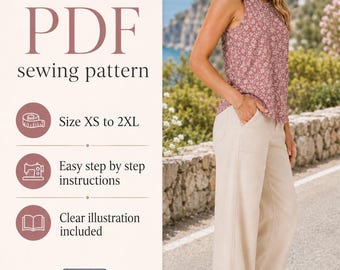 Women’s Sleeveless Tank Top PDF Sewing Pattern | Summer Top Digital Pattern | Beginner Friendly | XS-2XL Instant Download