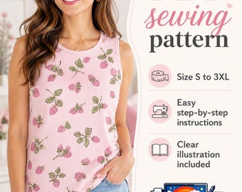 Wzór na damski top bez rękawów w formacie PDF | Wzór na letni top | Łatwy wzór dla początkujących | Rozmiary od S do 3XL do natychmiastowego pobrania