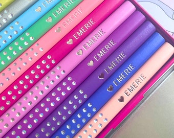 Lápices de colores personalizados, Edición Faber-Castell Sparkle, Lápices de colores de alta calidad, Juego de lápices de colores personalizados, Regalo para colorear