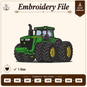 Diseño de bordado de tractor / Archivo de bordado a máquina de tractor agrícola / Patrón de bordado de tractor para niños / Diseño para bastidor de 8x8 pulgadas (descarga instantánea)