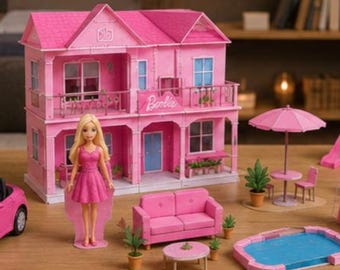 Barbie Dream House Paper Craft Kit | Printable Dollhouse DIY Template (Instant Download)