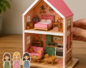 Cozy Loft Doll House Printable Craft Kit | DIY Miniature Paper Dollhouse Template (Digital Download)