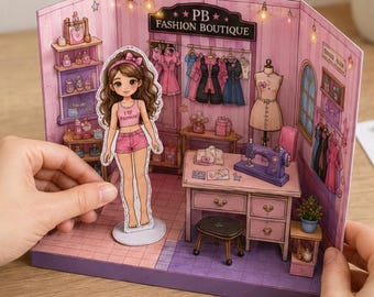 Kit de créations en papier pour poupées Fashion Boutique | Vêtements de poupée de créateurs à faire soi-même (téléchargement numérique)