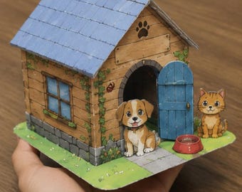 Printable Pet Shelter Paper Play Set | DIY Animal House Craft (Instant Download)