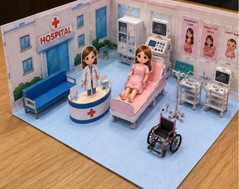 Printable Dollhouse Hospital Kit | DIY Paper Craft Playset (Digital Download)