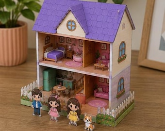 Printable Dollhouse Paper Craft Kit | Miniature DIY House for Kids (PDF Download)