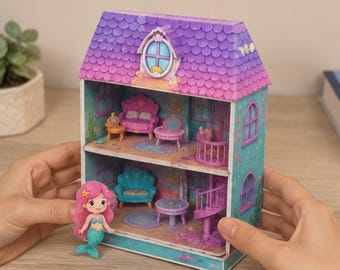 Mermaid Doll House Printable Craft Kit | Under the Sea Paper Craft Template (PDF Download)
