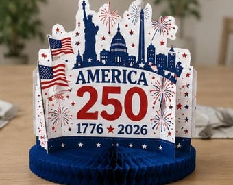 America 250 Celebration Centerpiece: Patriotic 3D Paper Craft (Digital Download)