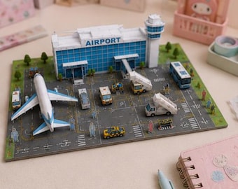 Paper Airport Craft Kit | 3D Terminal, Airplane, Vehicles (Digital Download)