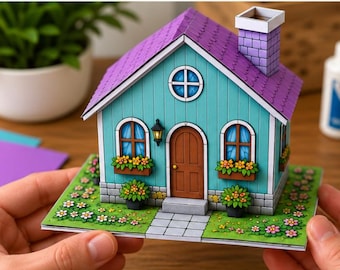 DIY Paper Cottage Craft Kit | Printable 3D House Model (Digital Download)