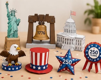 USA 250th Anniversary Paper Craft Kit: Patriotic Symbols Activity (Digital Download)