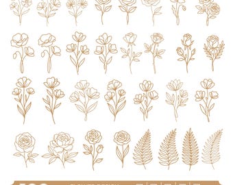 Pakiet botanicznych kwiatów polnych w formacie SVG | Pliki wycinane laserowo dla Cricut i Glowforge (natychmiastowe pobranie)
