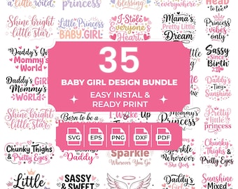 Baby Girl SVG Bundle | Funny Newborn Quotes, Baby Shower Cut Files (Digital Download)