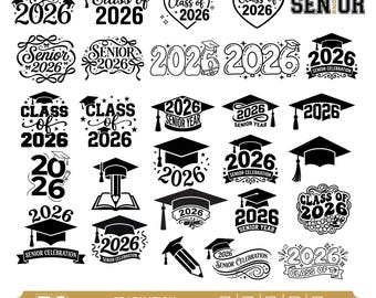 Pakiet SVG na ukończenie szkoły w 2026 r. | Projekt koszulki dla absolwentów (do pobrania w formacie SVG i PNG)