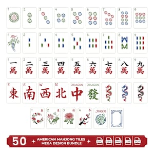Mahjong SVG Bundle, Mahjong Tiles SVG, Mahjong Clipart, American Mahjong PNG | Cricut Files, Laser Cut Design