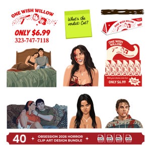 40 Obsession-inspirierte PNG- und SVG-Dateien im Bundle | Nikki & Bear-Paket | One Wish Willow – perfekt für Sublimationsschnitte | Sofort-Download
