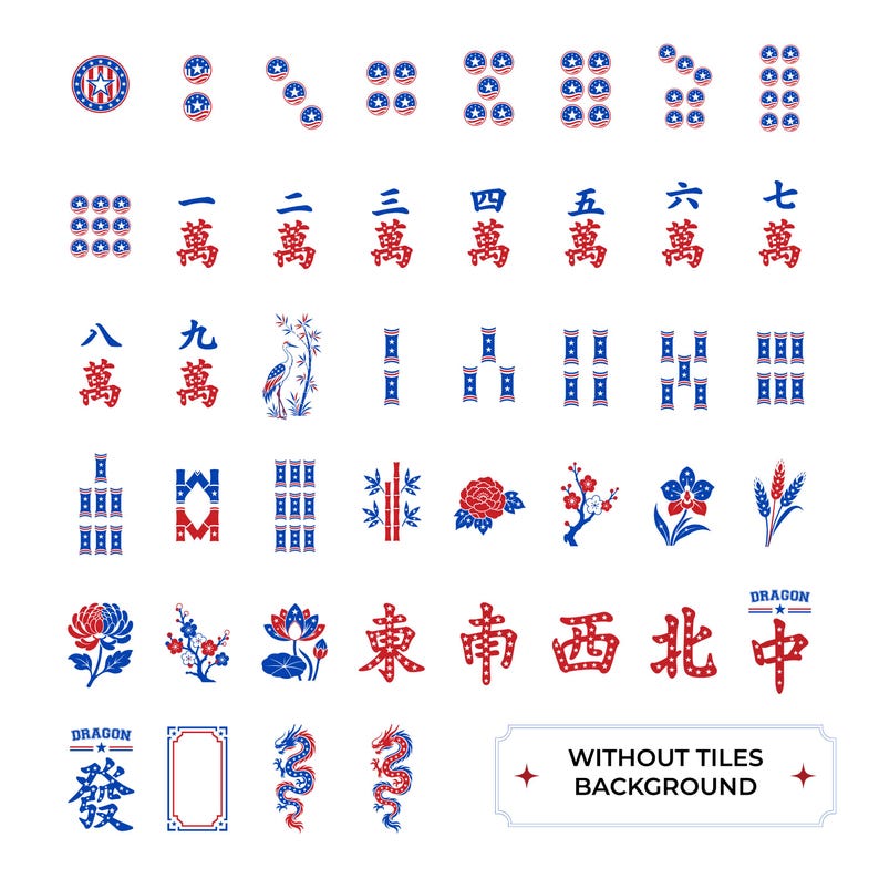Patriotic Mahjong Tiles SVG Bundle | American Mahjong Tiles PNG | Fourth of July Cricut Design | USA Mahjong Clipart | Laser Cut Files image 4