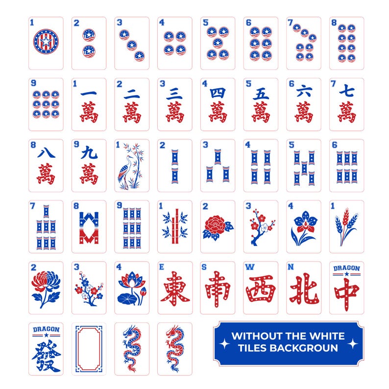 Patriotic Mahjong Tiles SVG Bundle | American Mahjong Tiles PNG | Fourth of July Cricut Design | USA Mahjong Clipart | Laser Cut Files image 3