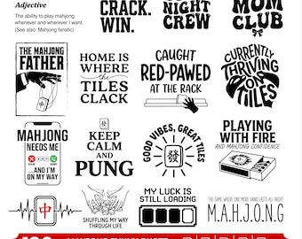 Funny Mahjong SVG Bundle | Game Night Shirt Designs | Chinese Tile Board Player Quotes PNG | Sublimation Cricut Files Instant Download